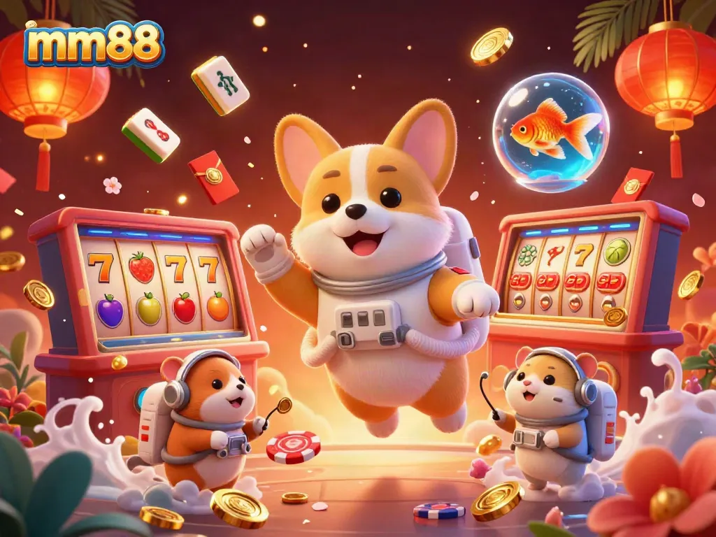Experience thrilling gameplay at mm88's dynamic casino scene with exciting slot and poker elements.