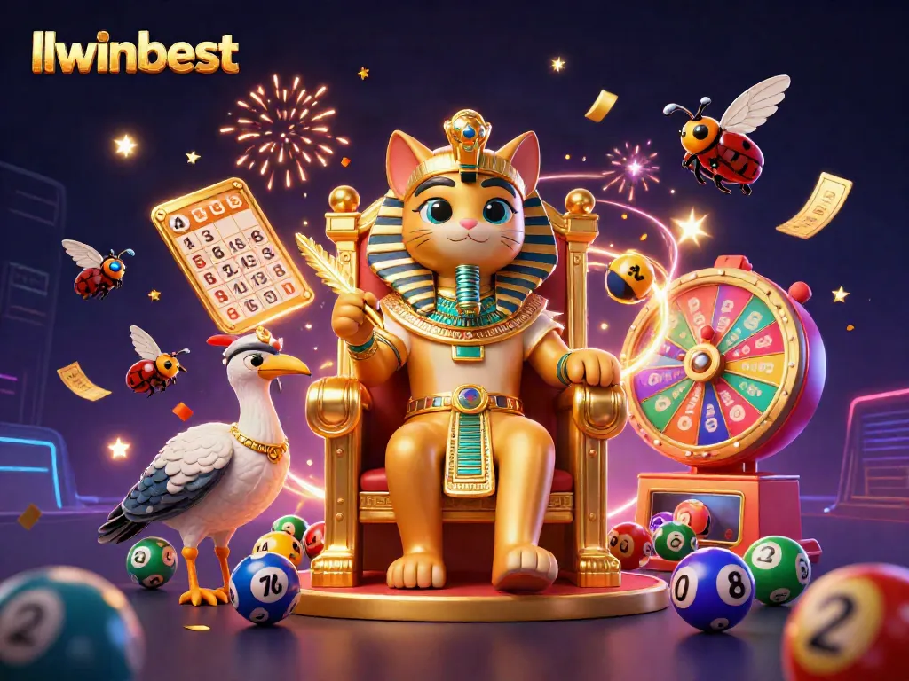 Experience exciting gameplay at llwinbest with vibrant lottery elements and the majestic pharaoh cat.